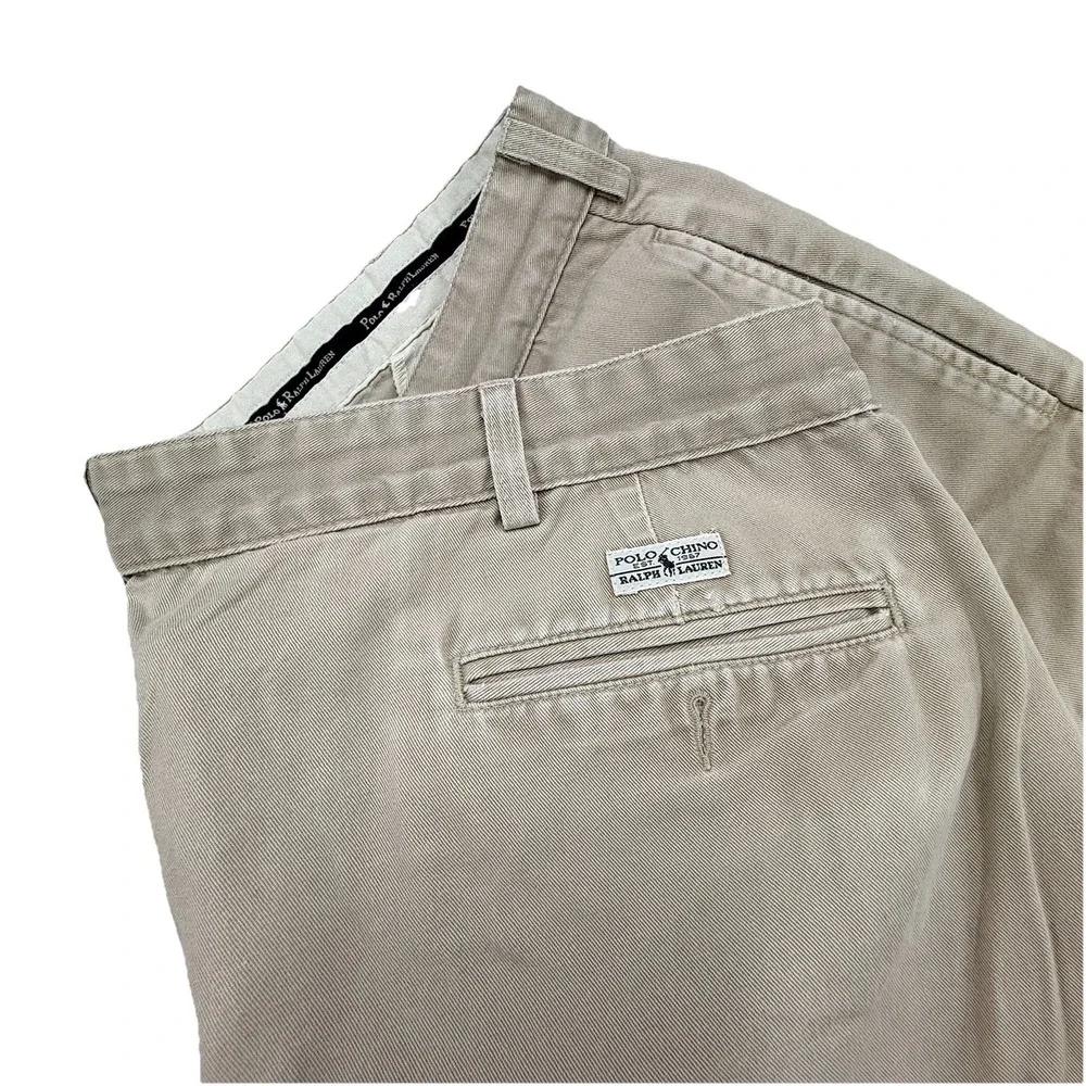 Vintage 90s Polo Chino Ralph Lauren Pleated Shorts Made‎ in USA Mens Size 42